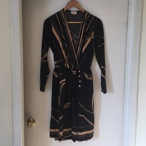 Vintage graphic print 80’s wrap dress, size 12